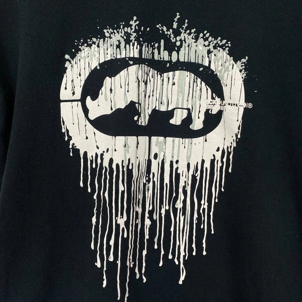 Ecko Unltd T Shirt Mens Large Rhino Puff Print Drip Y2K Streetwear Hip Hop Black - Picture 2 of 11